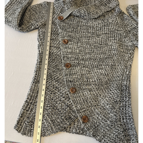 Boho Chic Women's L Faux Button Chunky Knit Pullover Cowl Neck Sweater Modern - Picture 9 of 11